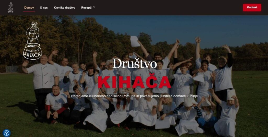 Predstavitvena spletna stran Društva Kihača – projekt AS WEB